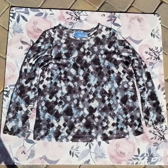 Simply Vera (Vera Wang) 100% Cotton Long Sleeve Floral Top (Size M) - Picture 3 of 4